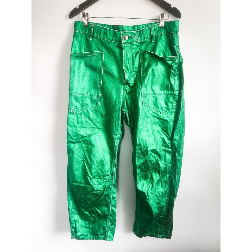New We The Free People Barrel Jeans 29 Minimalist Moxie Metallic Green Low Slung